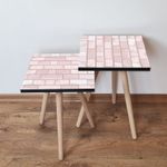 Casa si Gradina - Mobilier - Mese si birouri - Masute de cafea - Set masute de cafea, Hanah Home, mdf, roz si alb, 35x35x47 cm si 35x35x42 cm - Infinity.ro