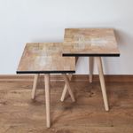 Casa si Gradina - Mobilier - Mese si birouri - Masute de cafea - Set masute de cafea, Hanah Home, mdf, bej alb, 35x35x47 cm, picioare lemn fag - Infinity.ro