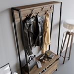 Casa si Gradina - Mobilier - Organizare si depozitare - Cuiere - Cuier, Hanah Home, pal melaminat, nuc si negru, 94x35.3x180 cm - Infinity.ro