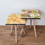 Casa si Gradina - Mobilier - Mese si birouri - Masute de cafea - Set mese de cafea cuib, Hanah Home, mdf, multicolor, 35x35x47 cm, picioare lemn fag - Infinity.ro