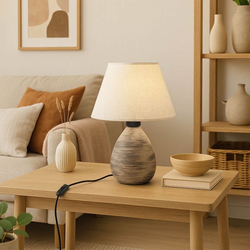 Casa si Gradina - Corpuri si surse de iluminat - Veioze si lampi - Veioze - Veioza, Opviq, ceramica, crem, 24x24x31 cm, 780SGN4775 - Infinity.ro