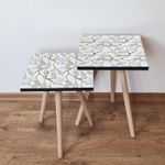 Casa si Gradina - Mobilier - Mese si birouri - Masute de cafea - Set masute de cafea, Hanah Home, mdf, alb gri auriu, 35x35x47 cm, 35x35x42 cm - Infinity.ro