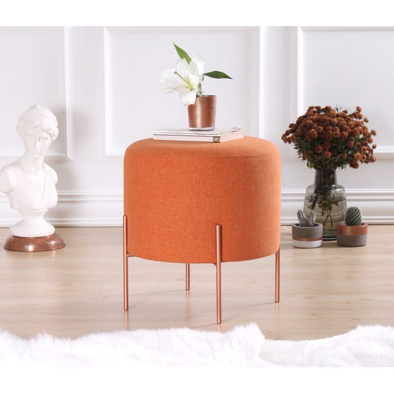 Casa si Gradina - Mobilier - Scaune si fotolii - Tabureti - Taburet, Hanah Home, bumbac si in, portocaliu, 42x40 cm - Infinity.ro