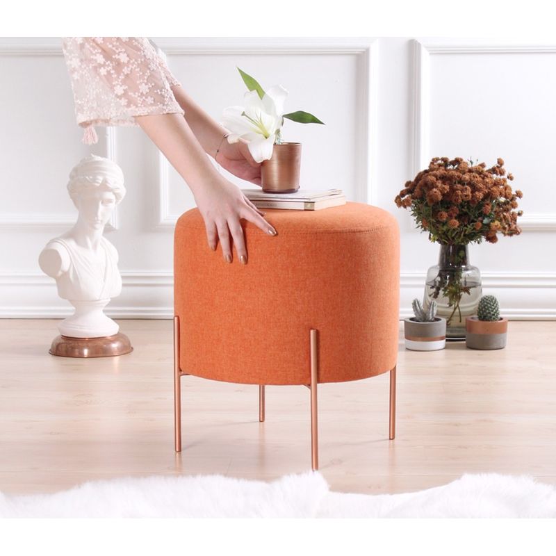 Casa si Gradina - Mobilier - Scaune si fotolii - Tabureti - Taburet, Hanah Home, bumbac si in, portocaliu, 42x40 cm - Infinity.ro