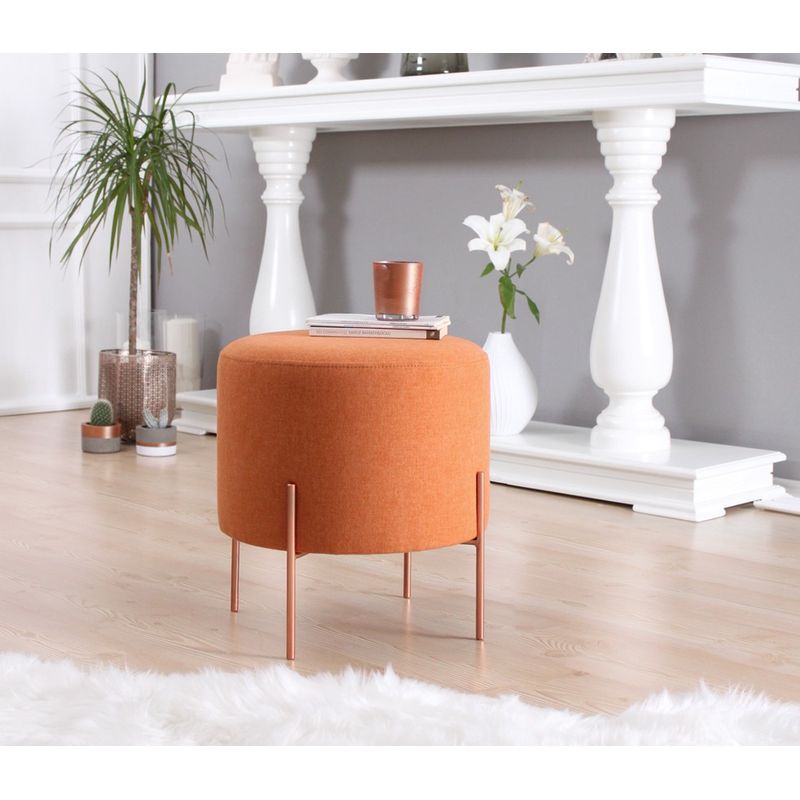 Casa si Gradina - Mobilier - Scaune si fotolii - Tabureti - Taburet, Hanah Home, bumbac si in, portocaliu, 42x40 cm - Infinity.ro