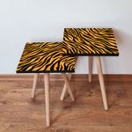 Casa si Gradina - Mobilier - Mese si birouri - Masute de cafea - Set masute de cafea, Hanah Home, mdf, portocaliu si negru, 35x35x47 cm, picioare lemn fag - Infinity.ro