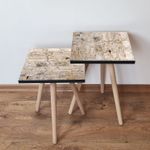 Casa si Gradina - Mobilier - Mese si birouri - Masute de cafea - Set masute de cafea, Hanah Home, mdf, bej, 35x35x47 cm, picioare lemn fag - Infinity.ro