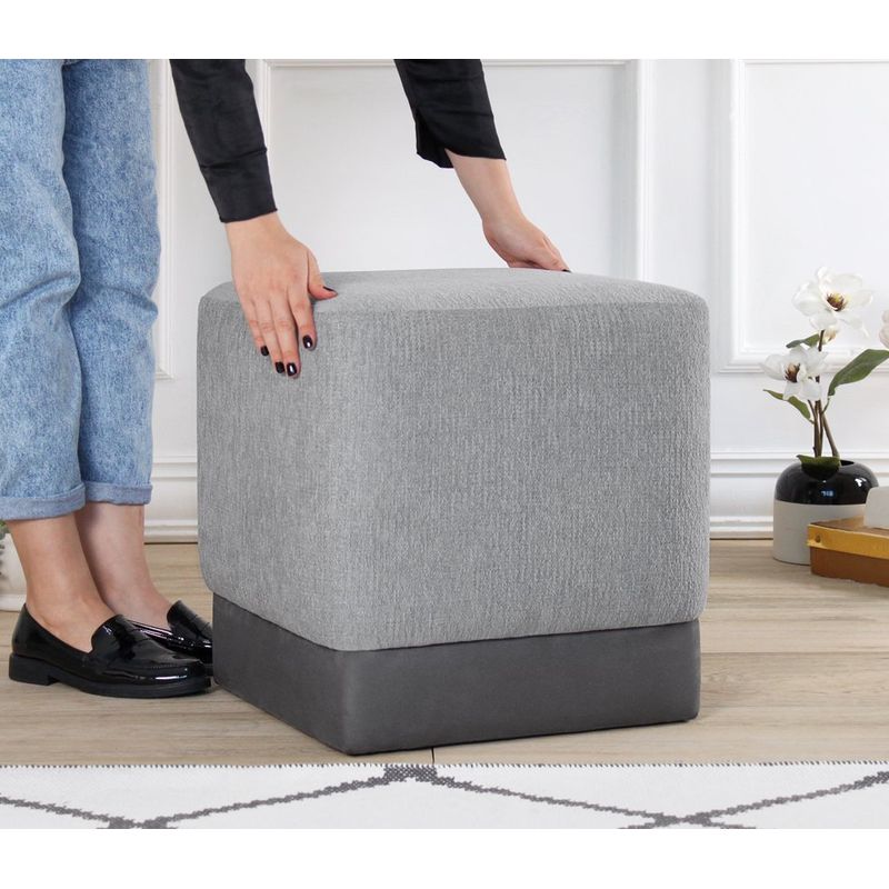 Casa si Gradina - Mobilier - Scaune si fotolii - Tabureti - Taburet, Atelier Del Sofa, bumbac si in, gri, 45x45x45 cm - Infinity.ro
