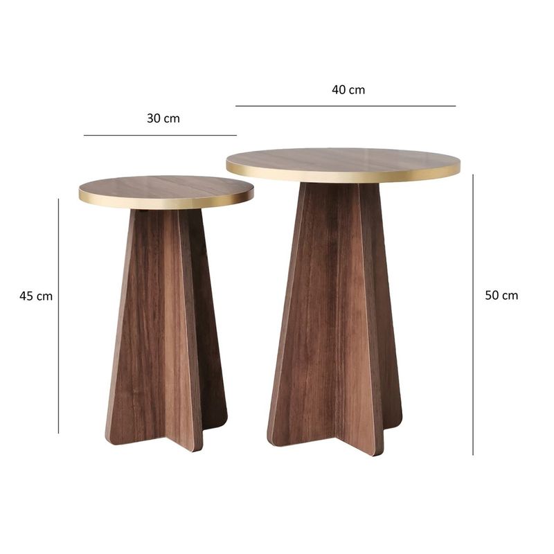 Casa si Gradina - Mobilier - Mese si birouri - Masute de cafea - Set masute de cafea, Hanah Home, pal melaminat, auriu si nuc, 40x50x40 cm si 30x45x30 cm - Infinity.ro