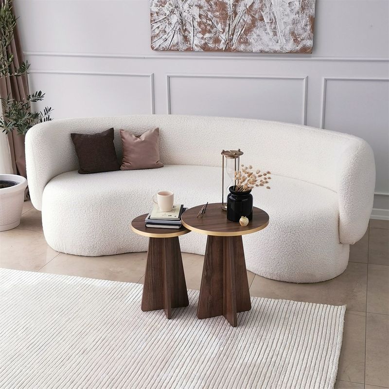 Casa si Gradina - Mobilier - Mese si birouri - Masute de cafea - Set masute de cafea, Hanah Home, pal melaminat, auriu si nuc, 40x50x40 cm si 30x45x30 cm - Infinity.ro
