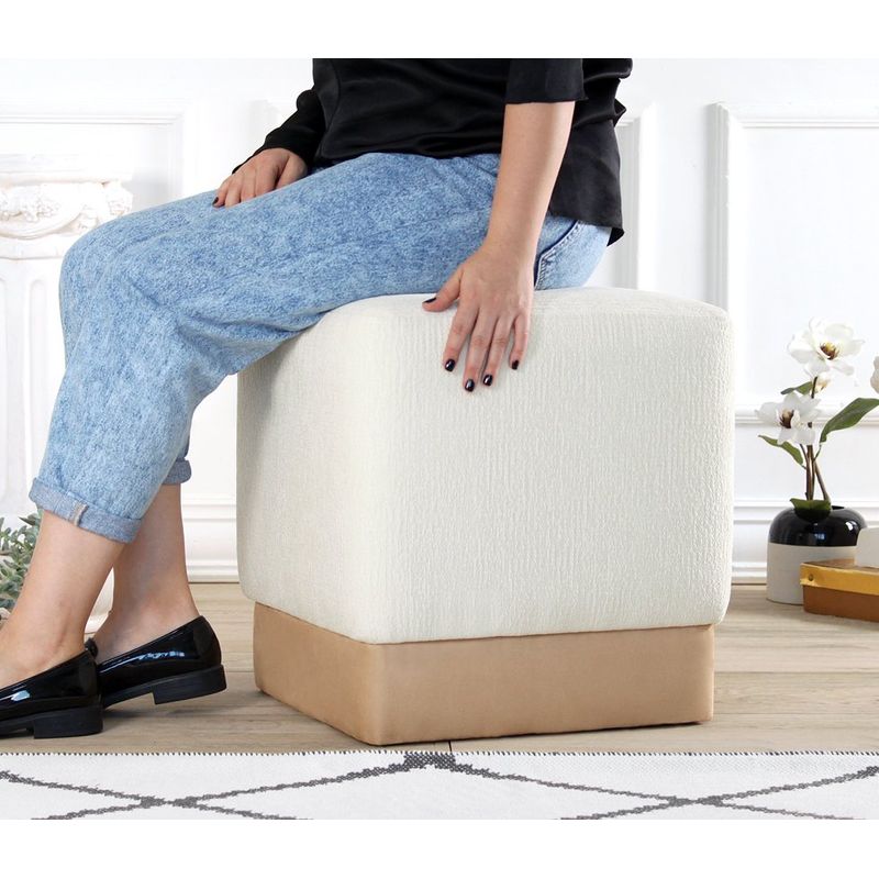 Casa si Gradina - Mobilier - Scaune si fotolii - Tabureti - Taburet, Atelier Del Sofa, bumbac si in, crem, 45x45x45 cm - Infinity.ro