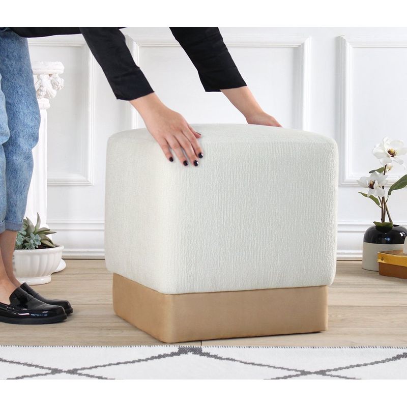 Casa si Gradina - Mobilier - Scaune si fotolii - Tabureti - Taburet, Atelier Del Sofa, bumbac si in, crem, 45x45x45 cm - Infinity.ro