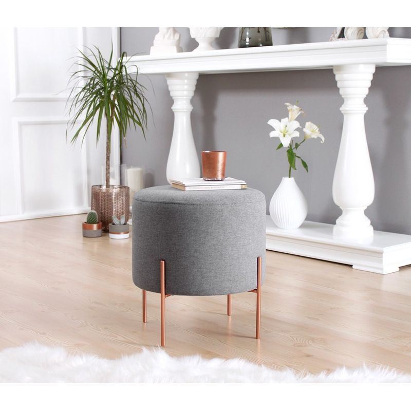 Casa si Gradina - Mobilier - Scaune si fotolii - Tabureti - Taburet, Atelier Del Sofa, 50% bumbac 50% in, gri, 42x40 cm - Infinity.ro