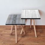 Casa si Gradina - Mobilier - Mese si birouri - Masute de cafea - Set masute de cafea cuib, Hanah Home, mdf, gri alb, 35x47x35 cm, picioare lemn fag - Infinity.ro