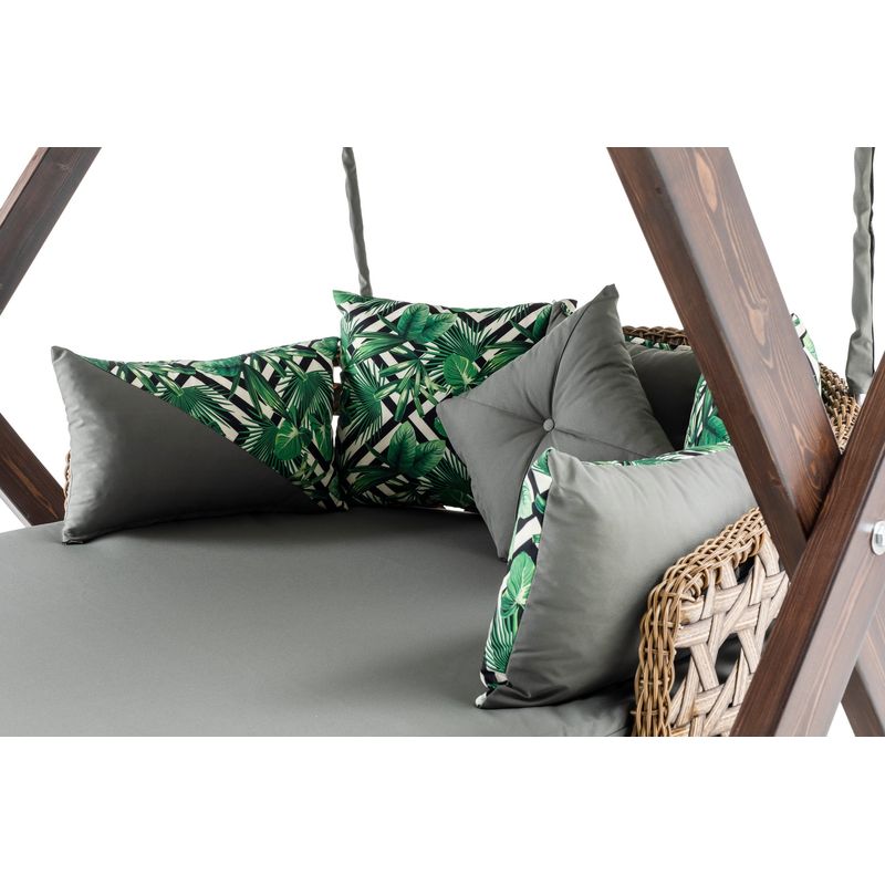 Casa si Gradina - Gradina si terasa - Balansoare si hamace - Balansoare - Balansoar dublu de gradina, Hanah Home, lemn de pin, gri, 188x140x177 cm - Infinity.ro