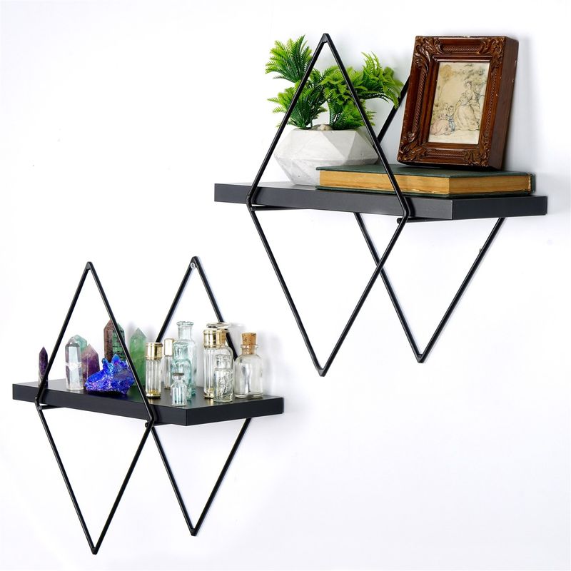 Casa si Gradina - Mobilier - Biblioteci si rafturi - Etajere - Etajera de perete, Hanah Home, metal, negru, 40x15x31 cm - Infinity.ro