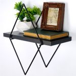 Casa si Gradina - Mobilier - Biblioteci si rafturi - Etajere - Etajera de perete, Hanah Home, metal, negru, 40x15x31 cm - Infinity.ro