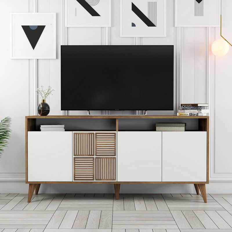 Casa si Gradina - Mobilier - Comode si corpuri - Console - Consola, Hanah Home, pal melaminat, nuc si alb, 160x35x78 cm, 845HCT5330 - Infinity.ro