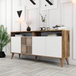 Casa si Gradina - Mobilier - Comode si corpuri - Console - Consola, Hanah Home, pal melaminat, nuc si alb, 160x35x78 cm, 845HCT5330 - Infinity.ro