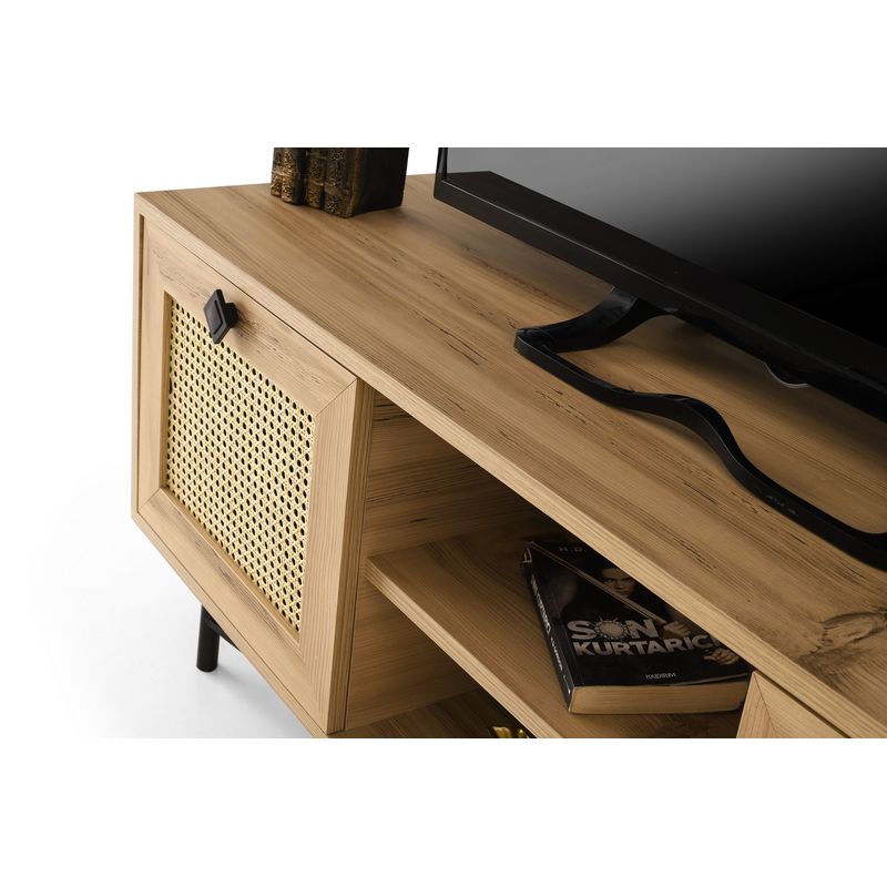 Casa si Gradina - Mobilier - Comode si corpuri - Comode - Comoda tv, Hanah Home, pal melaminat, stejar si negru, 140x40x60 cm, 854KLN3037 - Infinity.ro