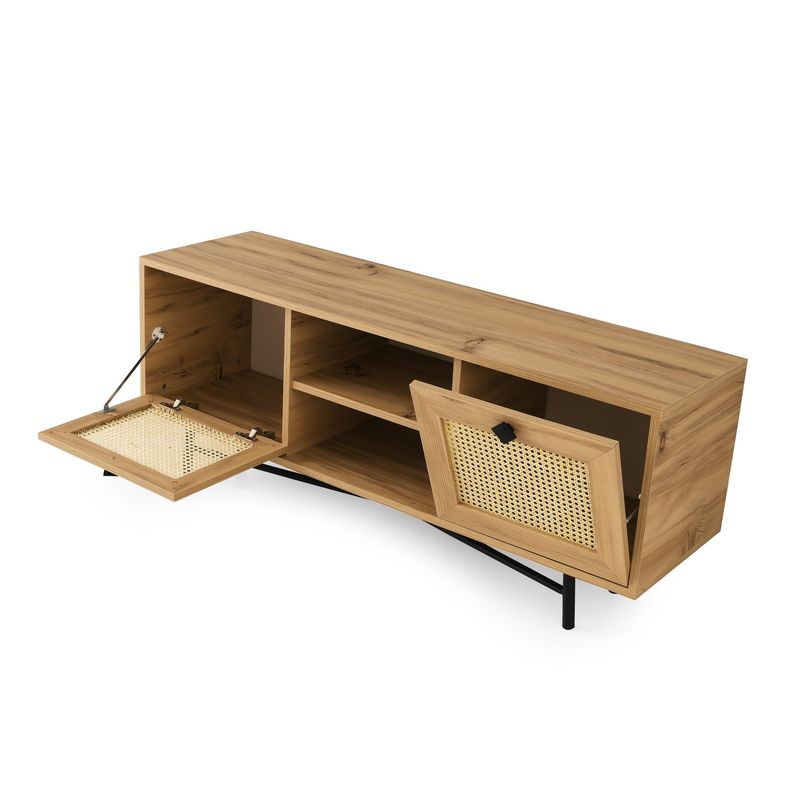 Casa si Gradina - Mobilier - Comode si corpuri - Comode - Comoda tv, Hanah Home, pal melaminat, stejar si negru, 140x40x60 cm, 854KLN3037 - Infinity.ro