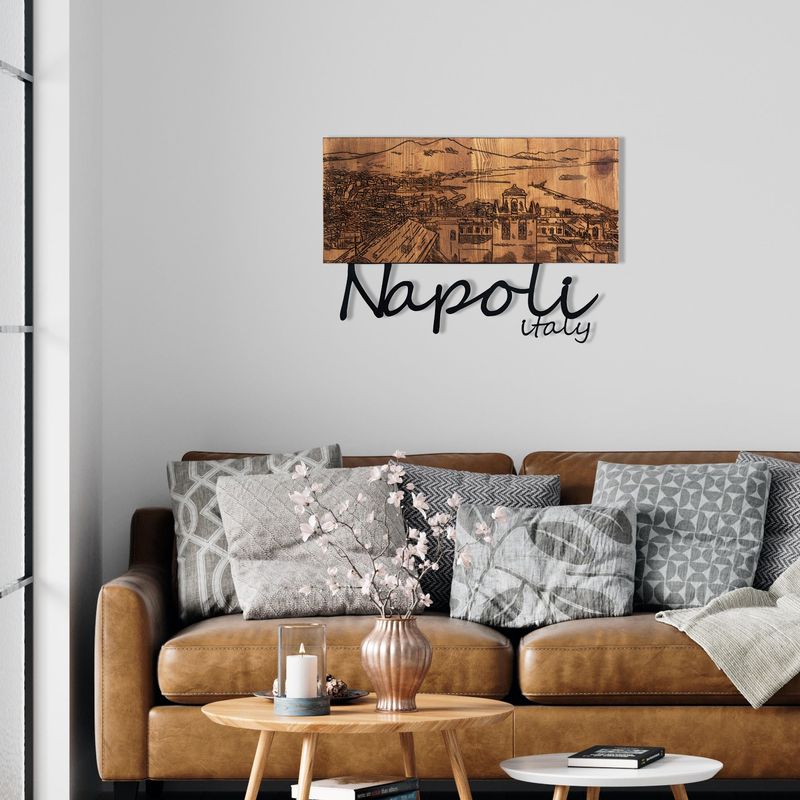 Casa si Gradina - Decoratiuni - Decoratiuni perete - Accesoriu decorativ de perete, Wallxpert, metal si lemn, negru si nuc, 58x40 cm - Infinity.ro