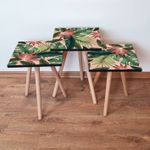 Casa si Gradina - Mobilier - Mese si birouri - Masute de cafea - Set masute de cafea, Hanah Home, mdf, somon verde rosu tigla, 35x35x52 cm - Infinity.ro