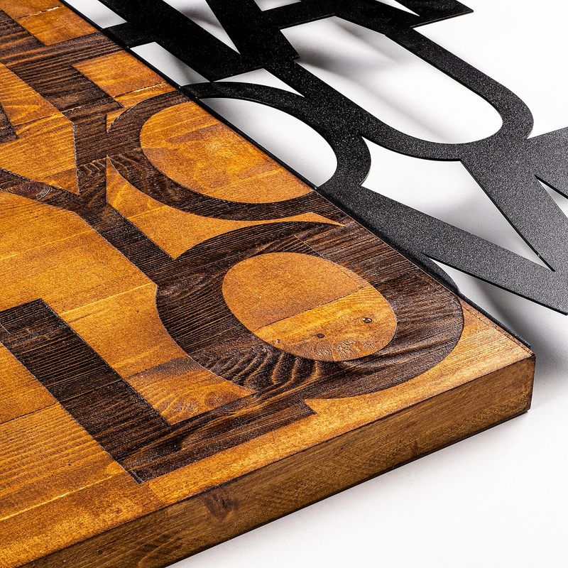 Casa si Gradina - Decoratiuni - Decoratiuni perete - Accesoriu decorativ de perete, Wallxpert, lemn si metal, nuc si negru, 54x58 cm - Infinity.ro