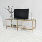 Casa si Gradina - Mobilier - Comode si corpuri - Console - Suport tv, Hanah Home, sticla securizata si metal, auriu, 130x45x40 cm - Infinity.ro