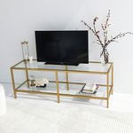 Casa si Gradina - Mobilier - Comode si corpuri - Console - Suport tv, Hanah Home, sticla securizata si metal, auriu, 130x45x40 cm - Infinity.ro