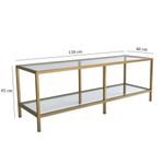 Casa si Gradina - Mobilier - Comode si corpuri - Console - Suport tv, Hanah Home, sticla securizata si metal, auriu, 130x45x40 cm - Infinity.ro