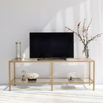 Casa si Gradina - Mobilier - Comode si corpuri - Console - Suport tv, Hanah Home, sticla securizata si metal, auriu, 130x45x40 cm - Infinity.ro