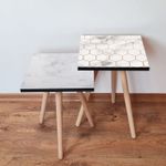 Casa si Gradina - Mobilier - Mese si birouri - Masute de cafea - Set masute cuib, Hanah Home, mdf, alb auriu gri, 35x47x35 cm, 35x42x35 cm - Infinity.ro