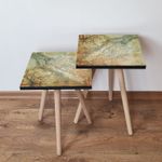 Casa si Gradina - Mobilier - Mese si birouri - Masute de cafea - Set masute de cafea, Hanah Home, mdf, bej verde alb, 35x35x47 cm, set 2 piese - Infinity.ro