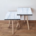 Casa si Gradina - Mobilier - Mese si birouri - Masute de cafea - Set masute de cafea, Hanah Home, mdf, alb si albastru deschis, 35x35x47 cm - Infinity.ro