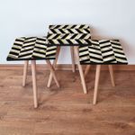 Casa si Gradina - Mobilier - Mese si birouri - Masute de cafea - Set masute cuib, Hanah Home, mdf, alb negru auriu, 35x35x52 cm - Infinity.ro