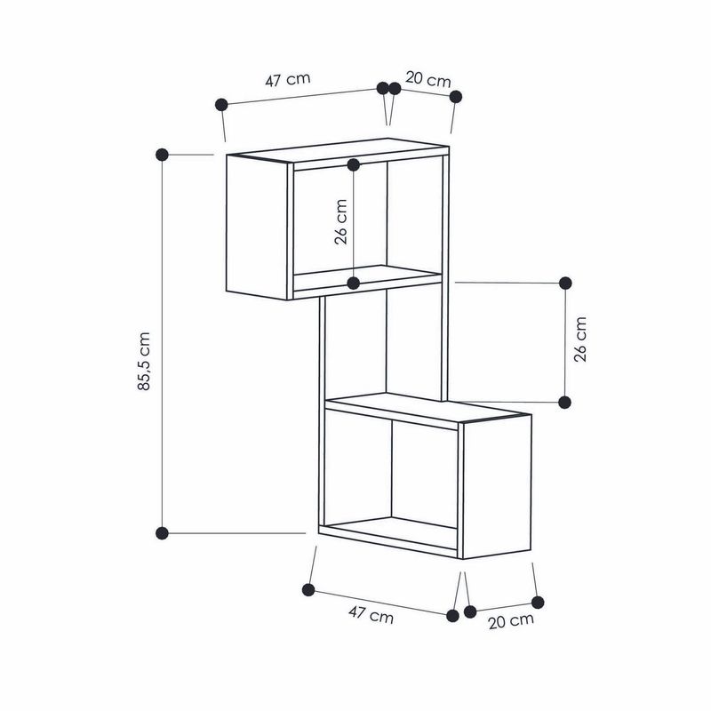 Casa si Gradina - Mobilier - Biblioteci si rafturi - Etajere - Etajera de perete, Hanah Home, pal melaminat, alb, 47x20x85.5 cm - Infinity.ro