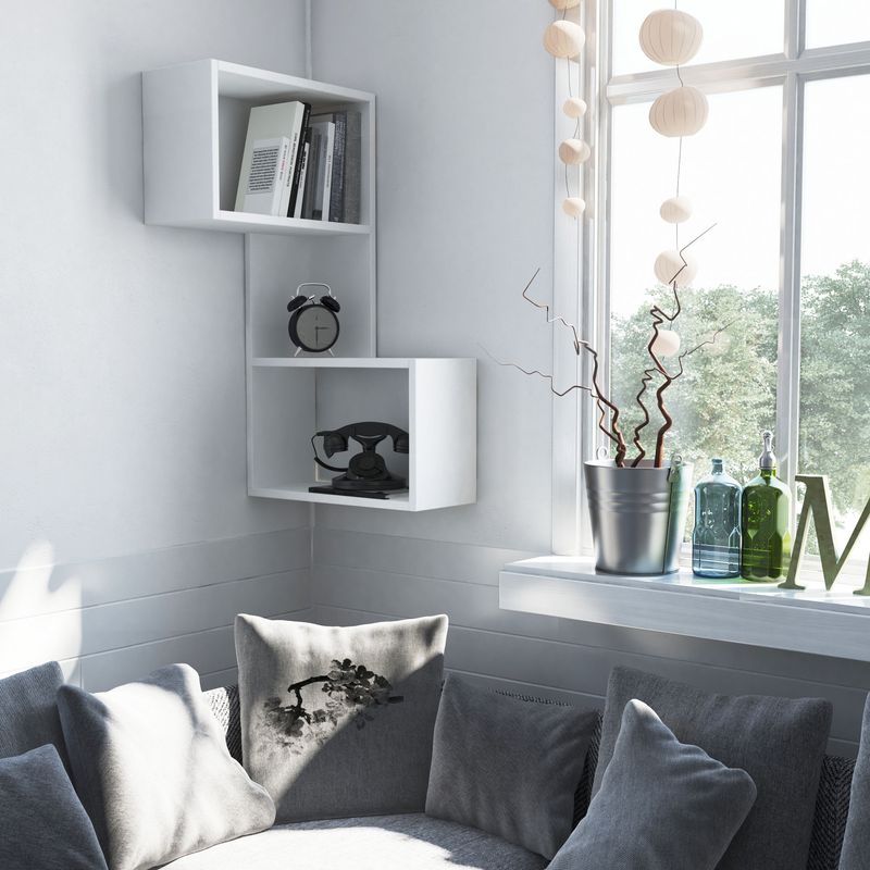 Casa si Gradina - Mobilier - Biblioteci si rafturi - Etajere - Etajera de perete, Hanah Home, pal melaminat, alb, 47x20x85.5 cm - Infinity.ro