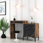 Casa si Gradina - Mobilier - Comode si corpuri - Masute de toaleta - Masa de machiaj, Hanah Home, pal melaminat, nuc si negru, 124x40x84.7 cm - Infinity.ro