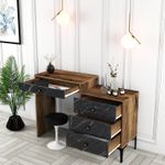 Casa si Gradina - Mobilier - Comode si corpuri - Masute de toaleta - Masa de machiaj, Hanah Home, pal melaminat, nuc si negru, 124x40x84.7 cm - Infinity.ro