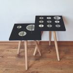 Casa si Gradina - Mobilier - Mese si birouri - Masute de cafea - Set masute de cafea, Hanah Home, mdf, negru/bej/gri, 35x35x47 cm, picioare lemn fag - Infinity.ro