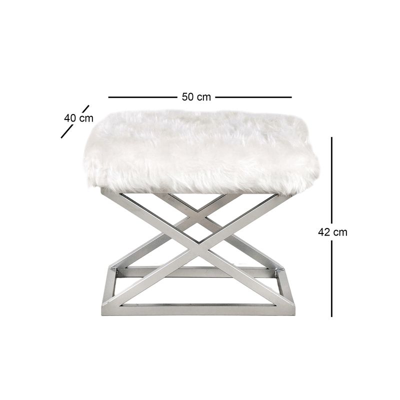 Casa si Gradina - Mobilier - Scaune si fotolii - Tabureti - Taburet, Atelier Del Sofa, metal, poliester, argintiu alb, 42x50x40 cm - Infinity.ro