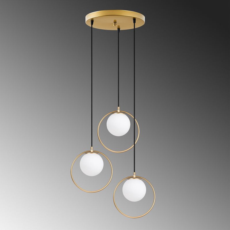 Casa si Gradina - Corpuri si surse de iluminat - Lustre si pendule - Lustra, Opviq, metal, auriu, 47x47x115 cm - Infinity.ro
