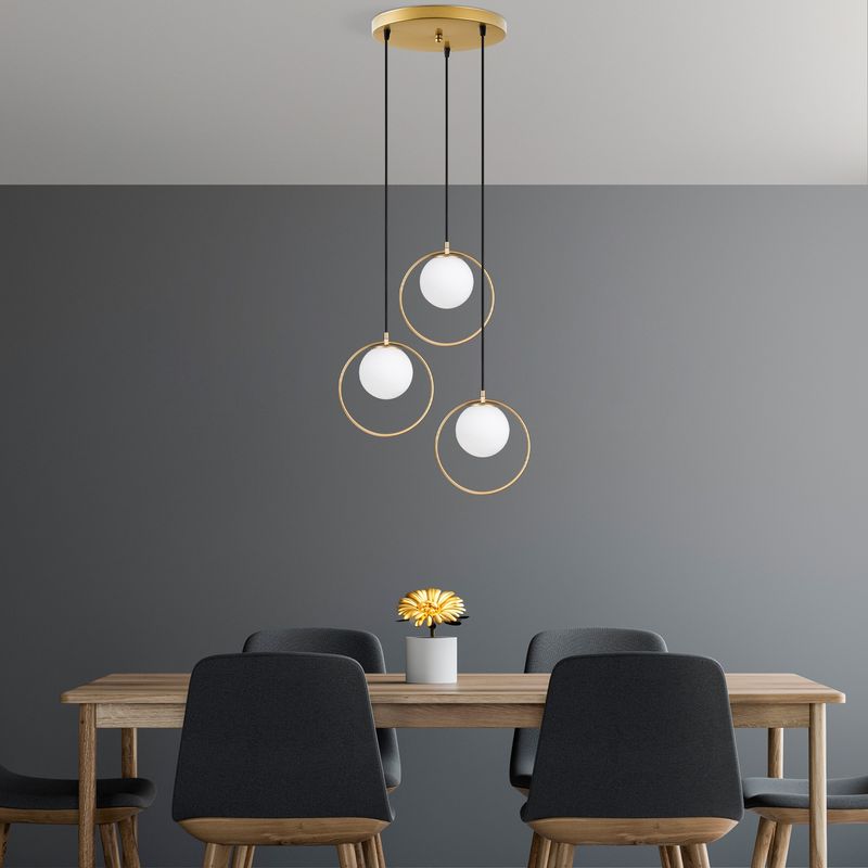 Casa si Gradina - Corpuri si surse de iluminat - Lustre si pendule - Lustra, Opviq, metal, auriu, 47x47x115 cm - Infinity.ro