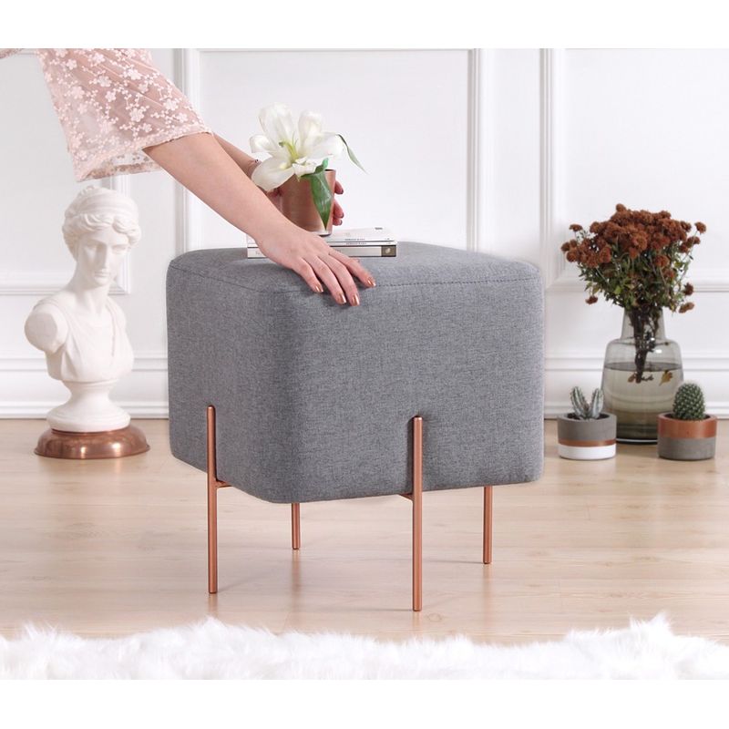 Casa si Gradina - Mobilier - Scaune si fotolii - Tabureti - Taburet, Atelier Del Sofa, bumbac si in, gri, 40x40x42 cm - Infinity.ro