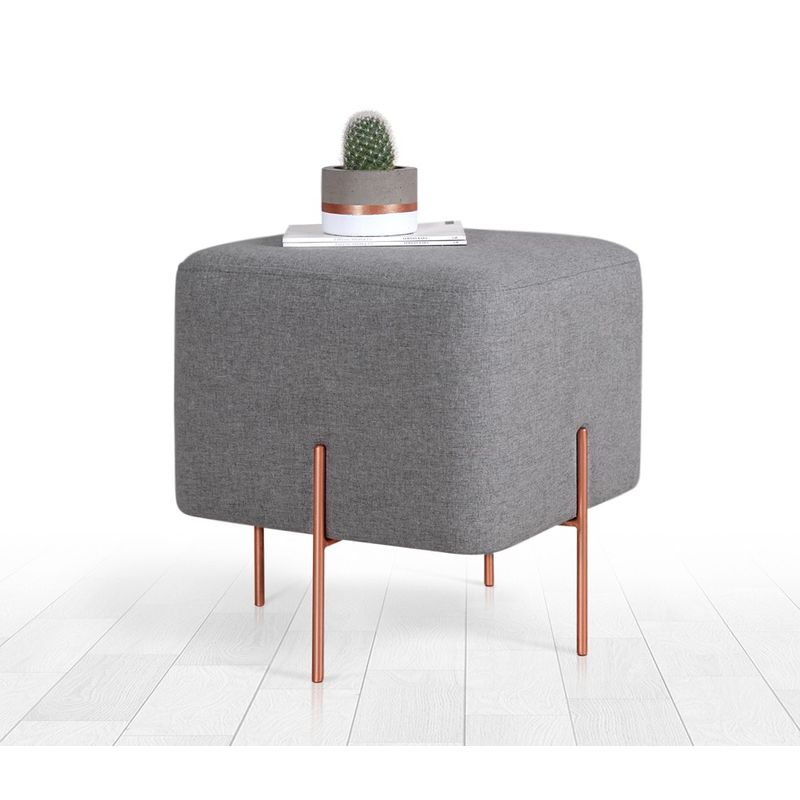 Casa si Gradina - Mobilier - Scaune si fotolii - Tabureti - Taburet, Atelier Del Sofa, bumbac si in, gri, 40x40x42 cm - Infinity.ro