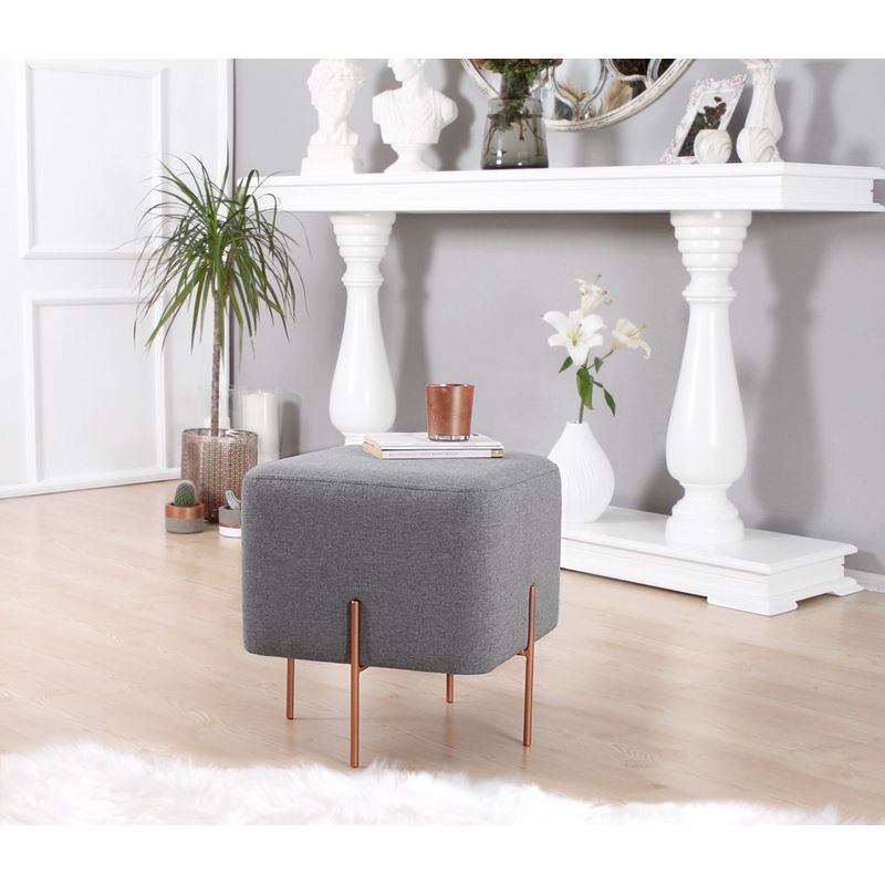 Casa si Gradina - Mobilier - Scaune si fotolii - Tabureti - Taburet, Atelier Del Sofa, bumbac si in, gri, 40x40x42 cm - Infinity.ro