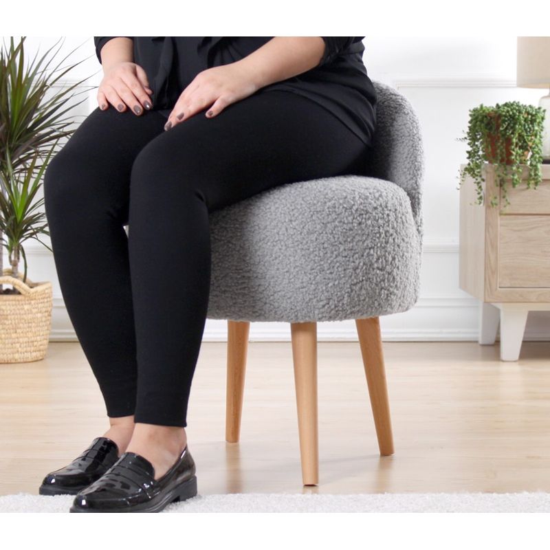 Casa si Gradina - Mobilier - Scaune si fotolii - Tabureti - Taburet, Atelier Del Sofa, blana artificiala, gri, 46x46x64 cm - Infinity.ro