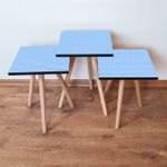 Casa si Gradina - Mobilier - Mese si birouri - Masute de cafea - Set masute cuib, Hanah Home, mdf, albastru alb, 3 piese - Infinity.ro