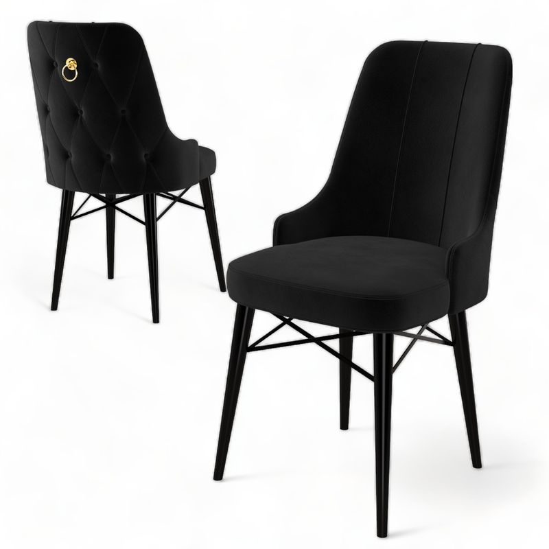 Casa si Gradina - Mobilier - Scaune si fotolii - Scaune - Set scaune, Hanah Home, metal, babyface, negru, 46x46x94 cm, 4 piese - Infinity.ro